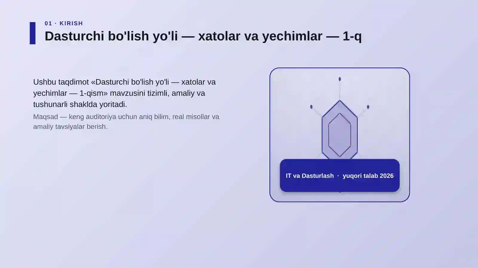 Dasturchi bo'lish yo'li — xatolar va yechimlar — 1-qism 3