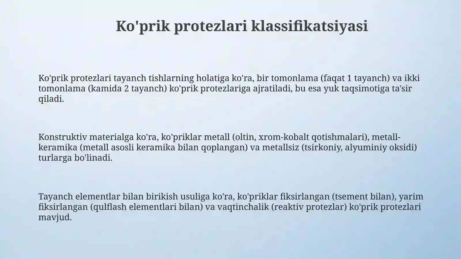 Ko'priksimonprotezlartasnifi,ko'rsatmalar,qarshiko`rsatmalartalablari 3