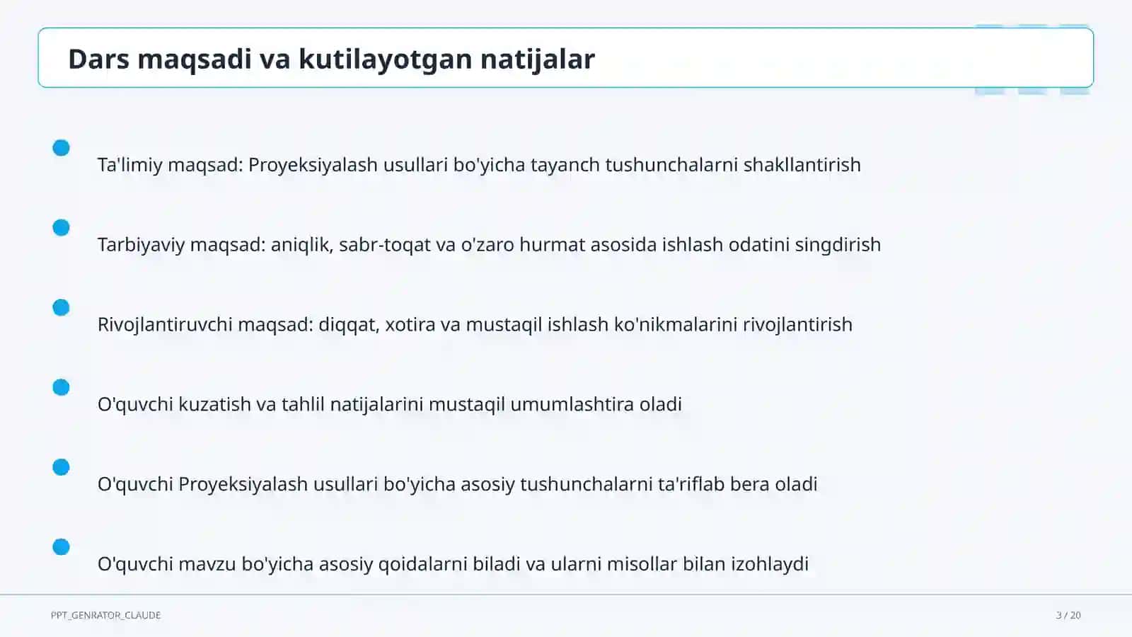 Proyeksiyalash usullari (8-sinf) 3