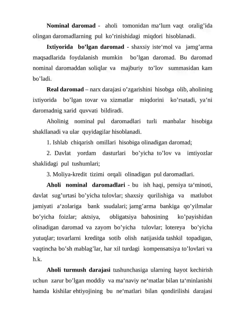 Aholi daromadlari va sarf - xarajatlarini guruhlash orqali tuzilmaviy tahlil qilish 3