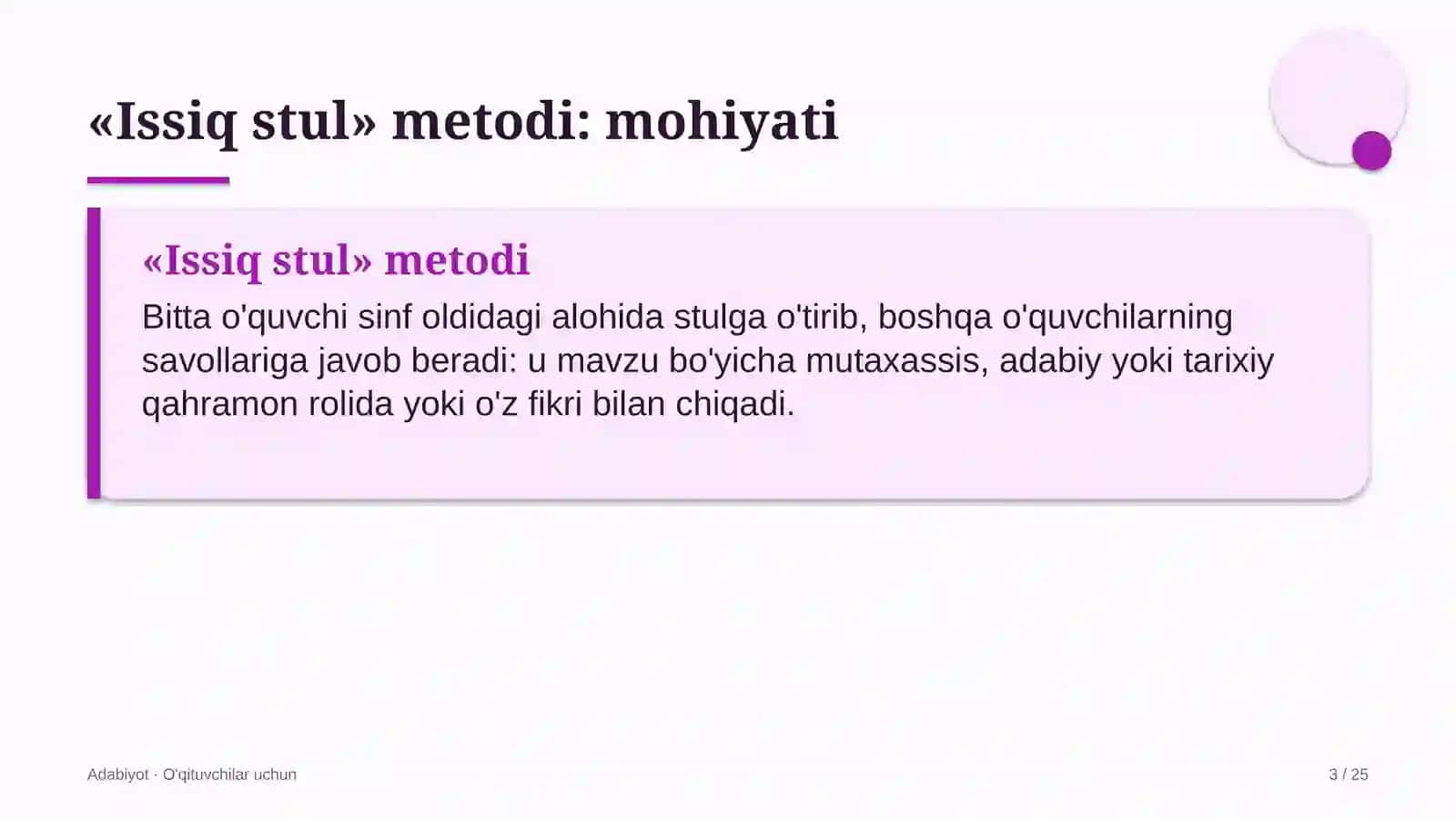 adabiyot darslarida issiq stul metodidan foydalanish 8771 3