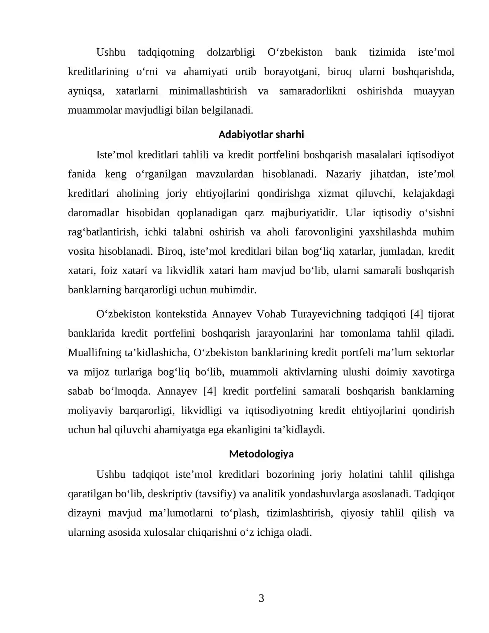 Tijorat banklarida iste'mol kreditlari tahlili 3