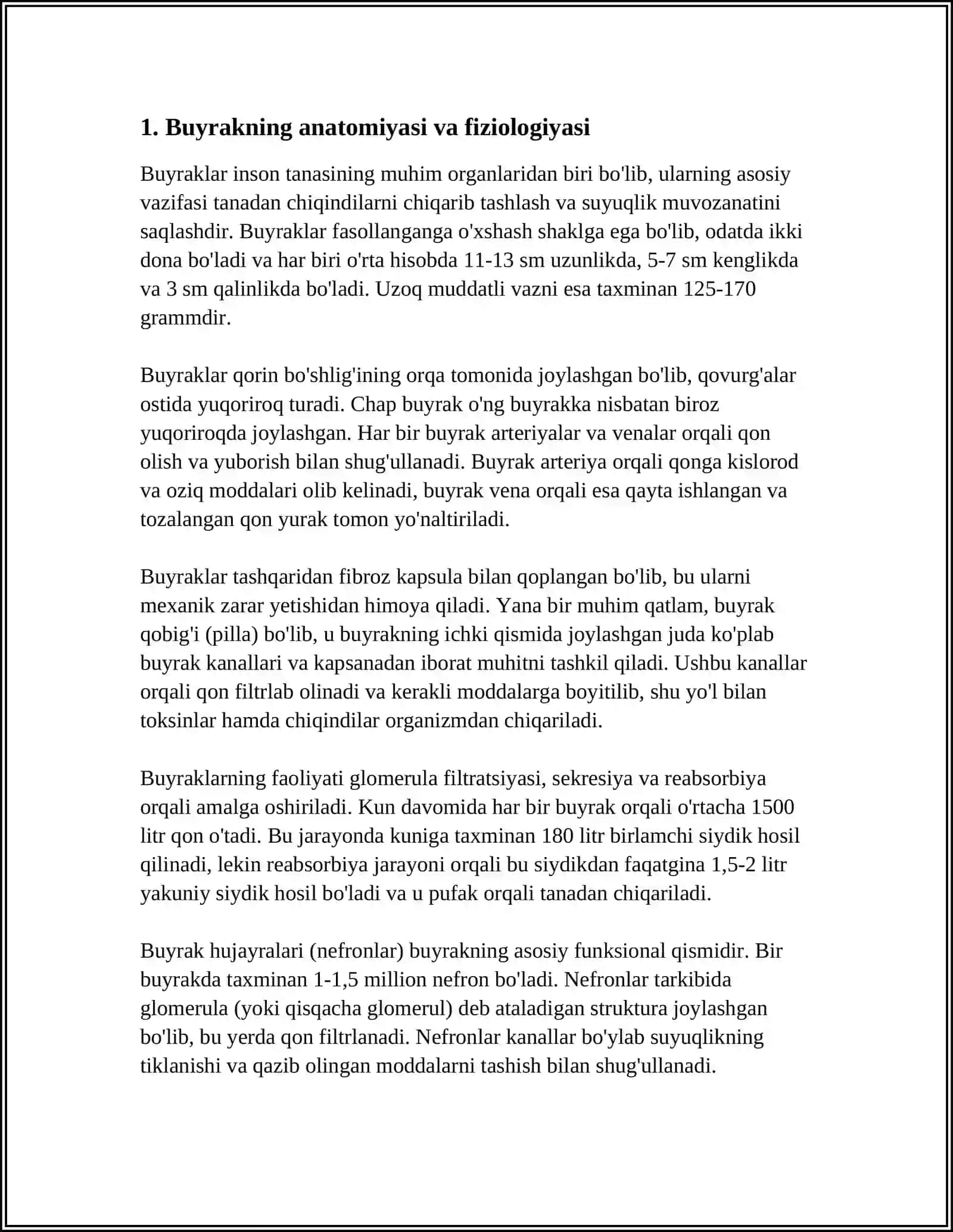 BUYRAKNING PALPATSIYA VA PERKUSSIYASI. UMUMIY SIYDIK TAHLIL INTRERPRETATSIYASI. BUYRAKNING FUNKSIONAL SINAMALARI 3