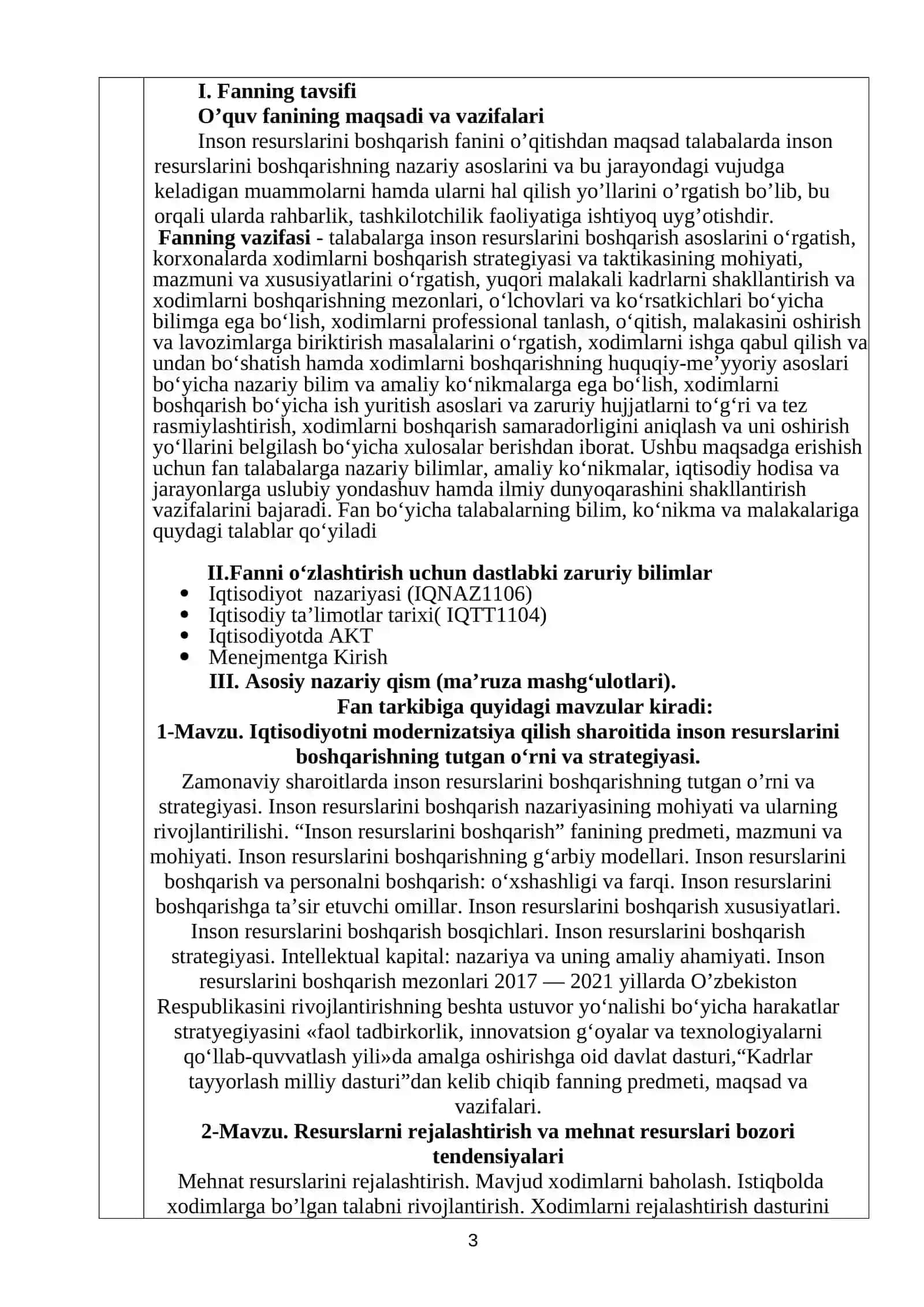 FANINING OʻQUV DASTURI 3