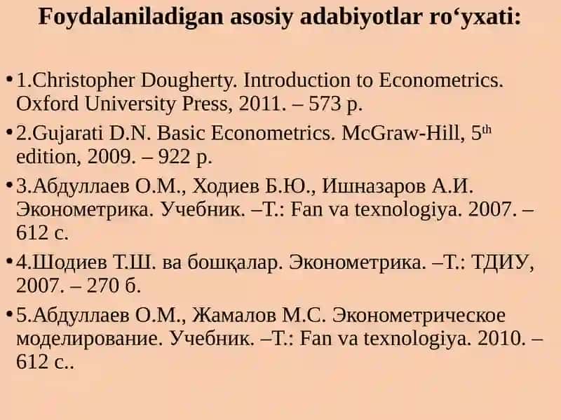 IQTISODIY KО‘RSATKICHLARNI PROGNOZLASHDA EKONOMETRIK MODELLARDAN FOYDALANISH 3