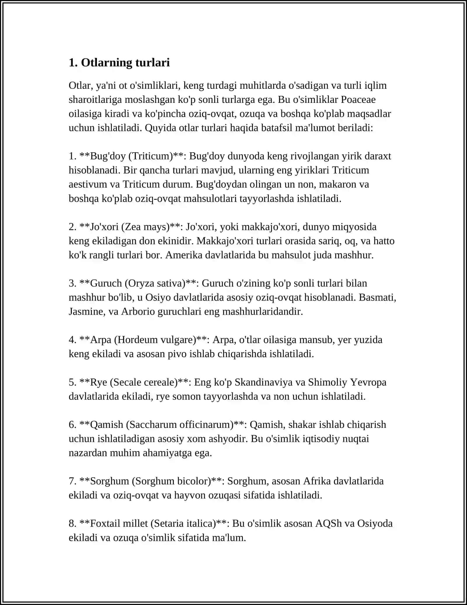 Otlarning turlari 3