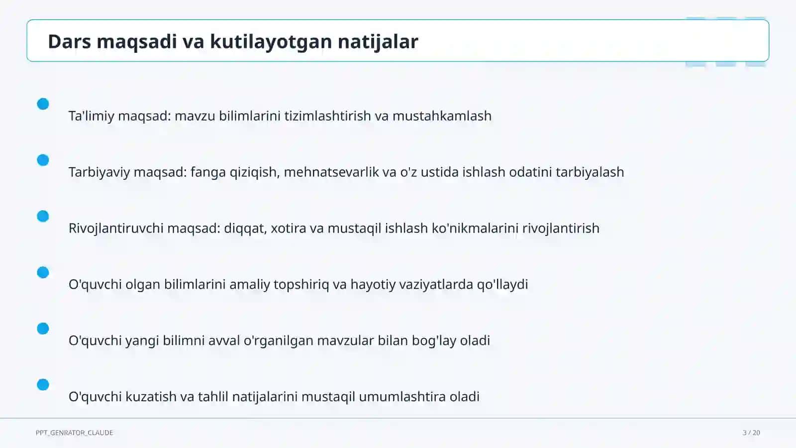 Adabiyot (5– 11) — mustaqil o'rganish uchun 3