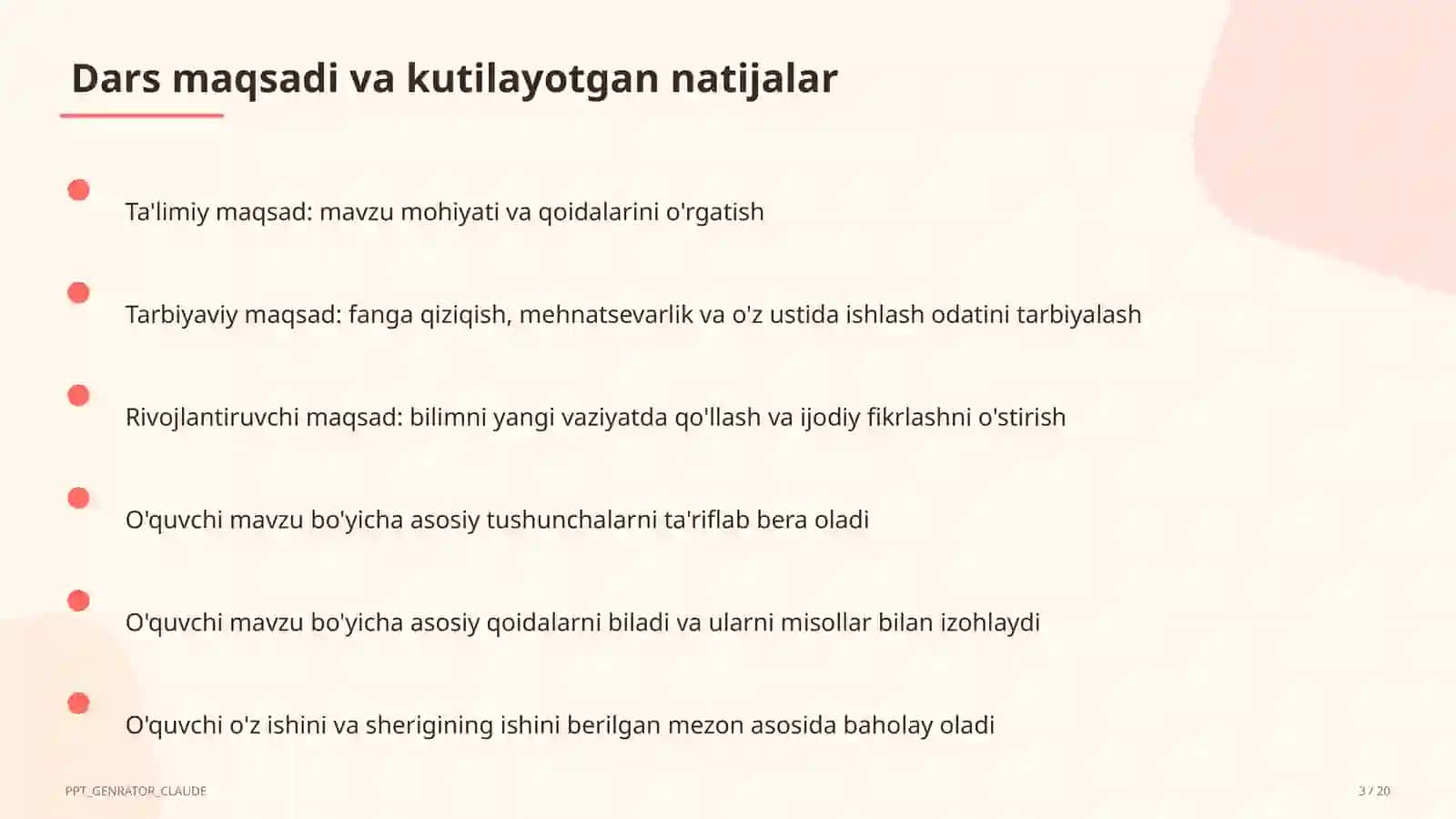 Matematika Takrorlash Darsi 3
