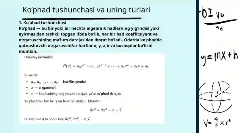 koʻphadlarni koʻpaytuvchilarga ajratish va algebraik kasrlar 3