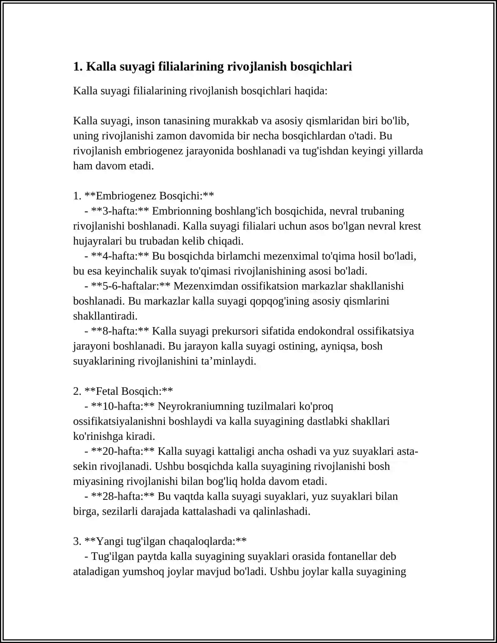 Kalla suyagi filialarining rivojlanish bosqichlari 3