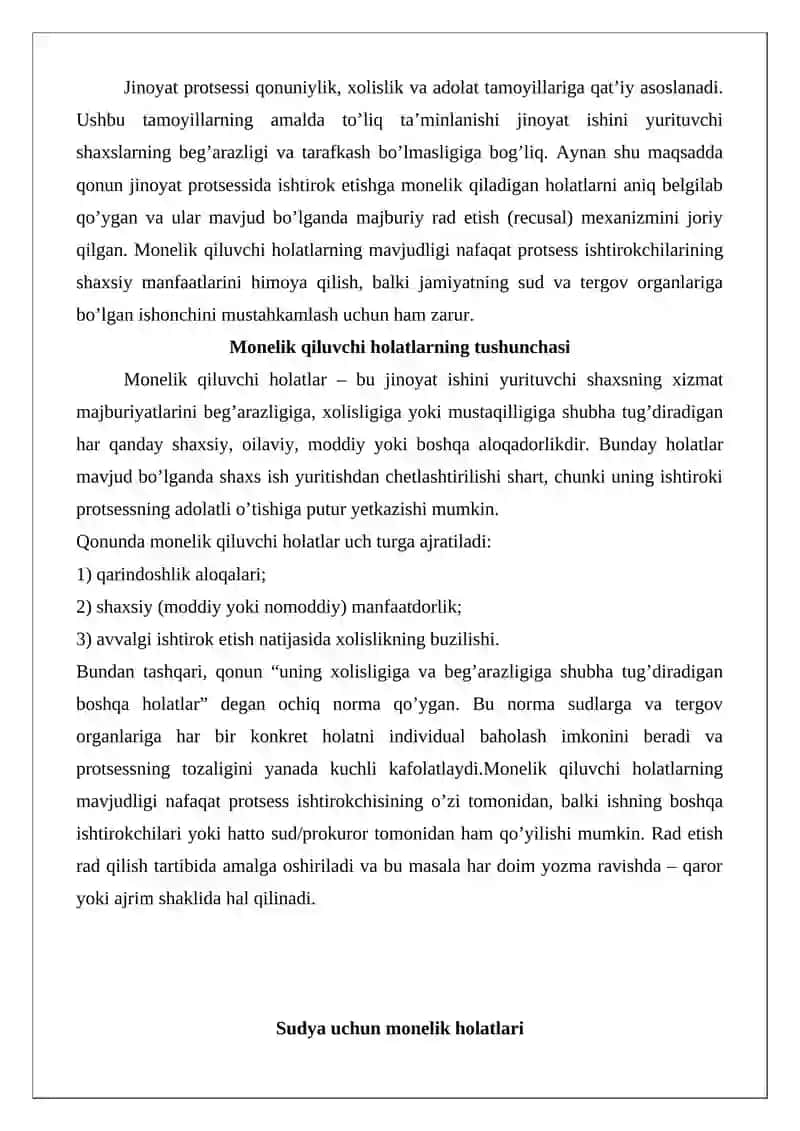 Jinoyat protsessida ishtirok etishga monelik qiladigan holatlar 3