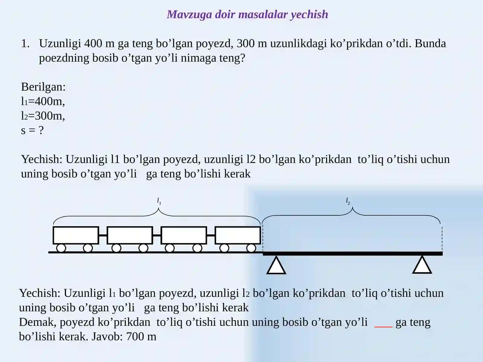 Kinematika va dinamika bo'limlari g'oyasi masalalari echish 3
