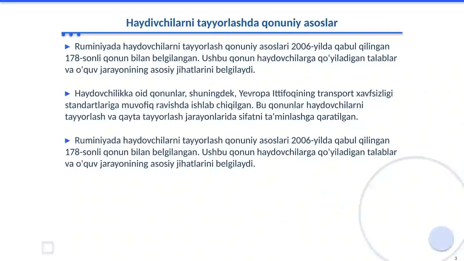 Ruminiyada haydovchilarni tayyorlash va qayta tayyorlashga qoyilgan talablar 3