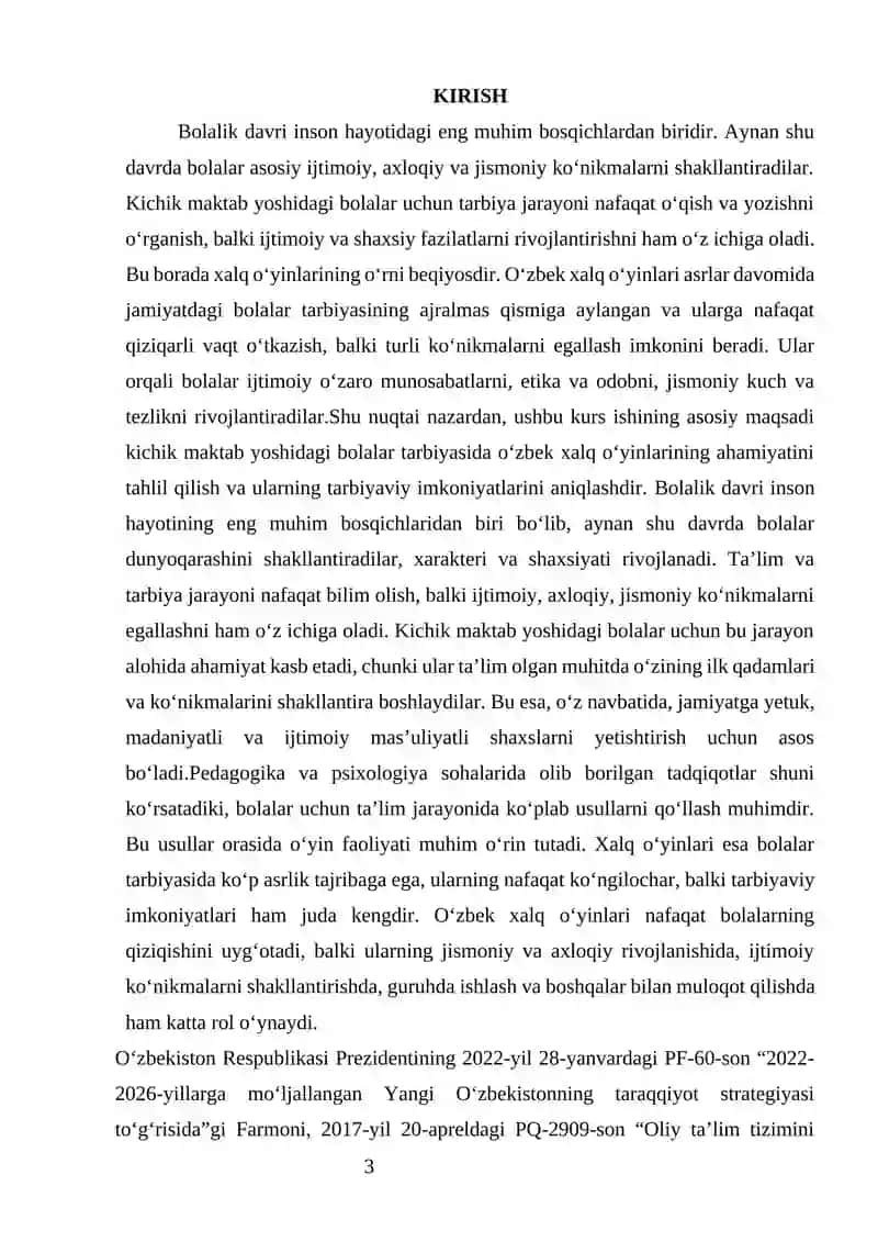 KICHIK MAKTAB YOSHDAGI BOLALARNI TARBIYALASHDA O‘ZBEK XALQ O`YINLARINING AHAMIYATI 3