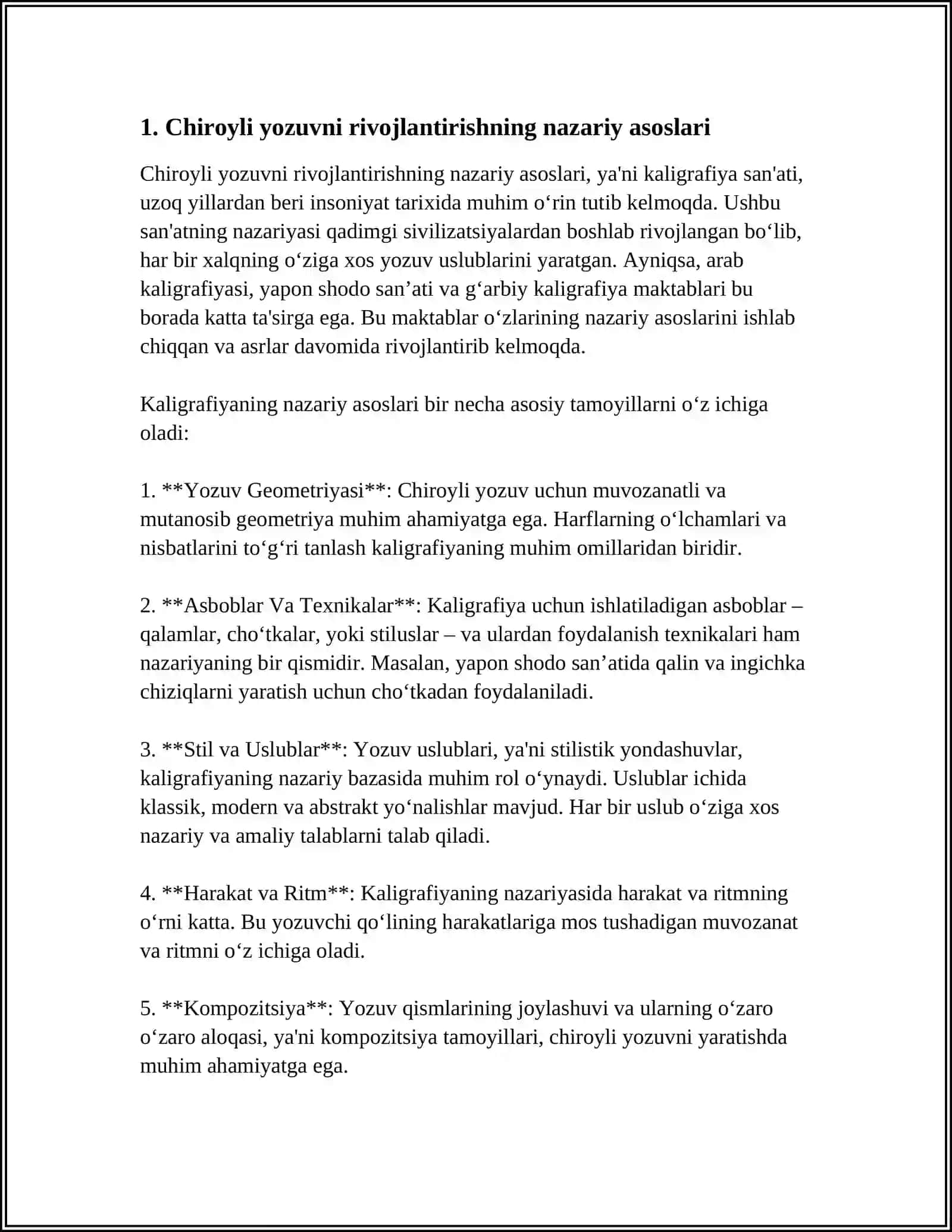 CHIROYLI YOZUV MALAKALARINI SHAKLLANTIRISH METODIKASI FANIGA OID ADABIYOTLAR TAHLILI 3