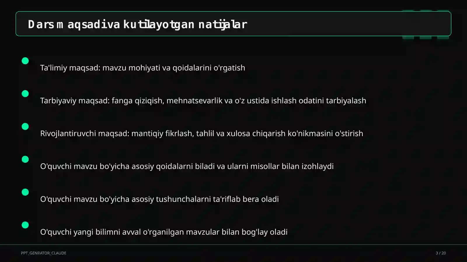 Tasviriy san'at va musiqa (1–7) — ochiq dars uchun 3