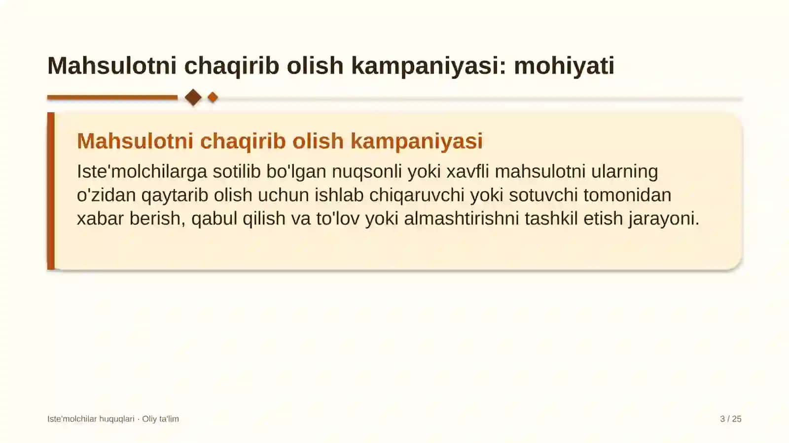 Burg'ulash korxonalarida mahsulotni chaqirib olish kampaniyasini o'tkazish 3