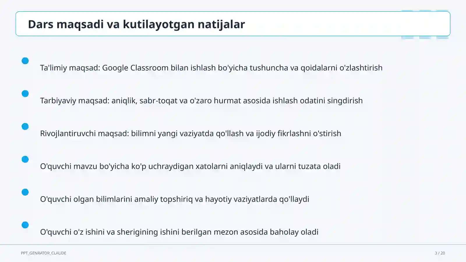 Google Classroom bilan ishlash 3