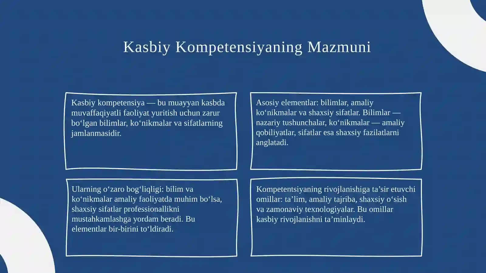 Kasbiy kompetinsiya va uni rivojlantirish yo‘llari AKKK 3