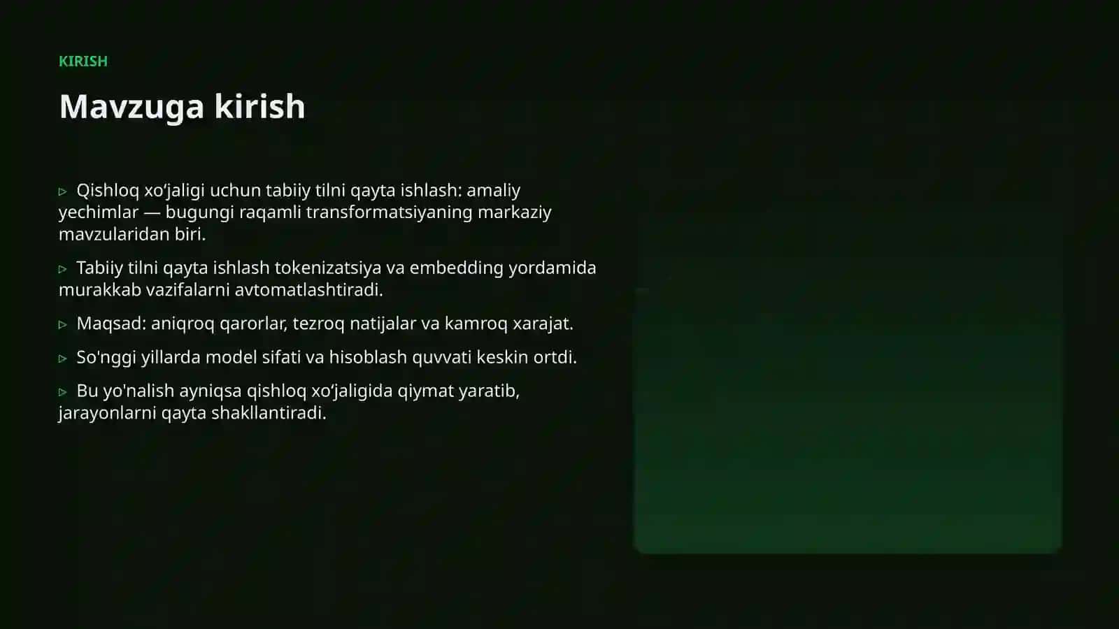 Qishloq xoʻjaligi uchun tabiiy tilni qayta ishlash: amaliy yechimlar 3