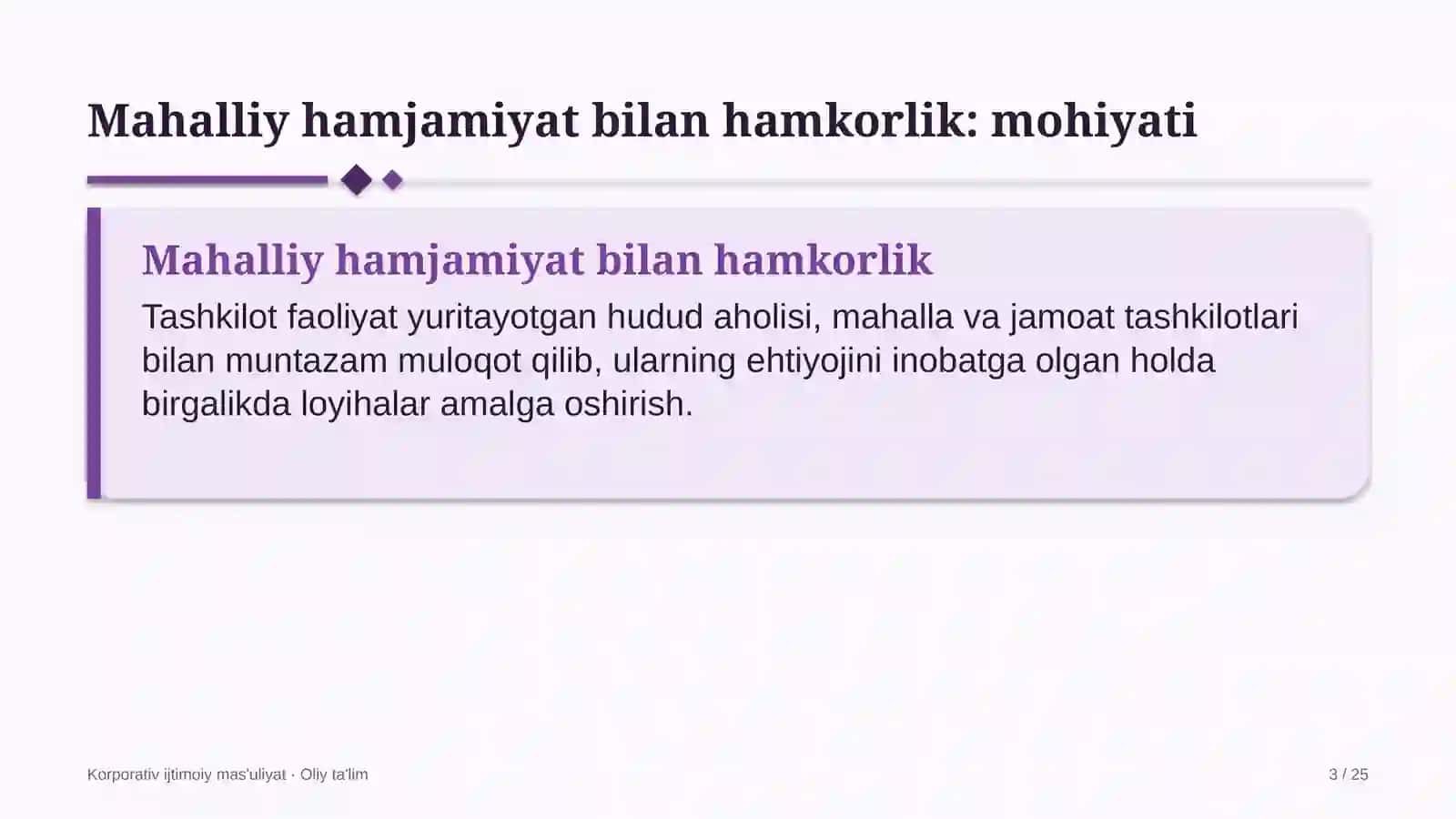 KORPORATIV IJTIMOIY MAS'ULIYAT · OLIY TA'LIM 3