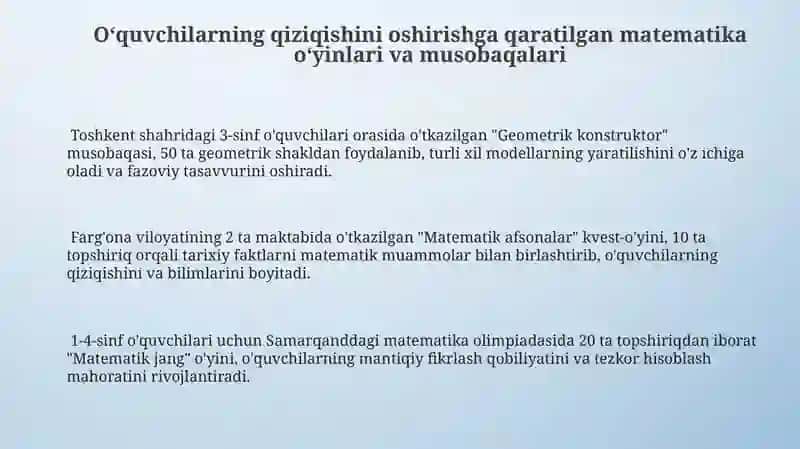 Boshlang'ich sinflarda matematikadan sinfdan tashqari ishning tashkil qilish turlari va tartiblari 3