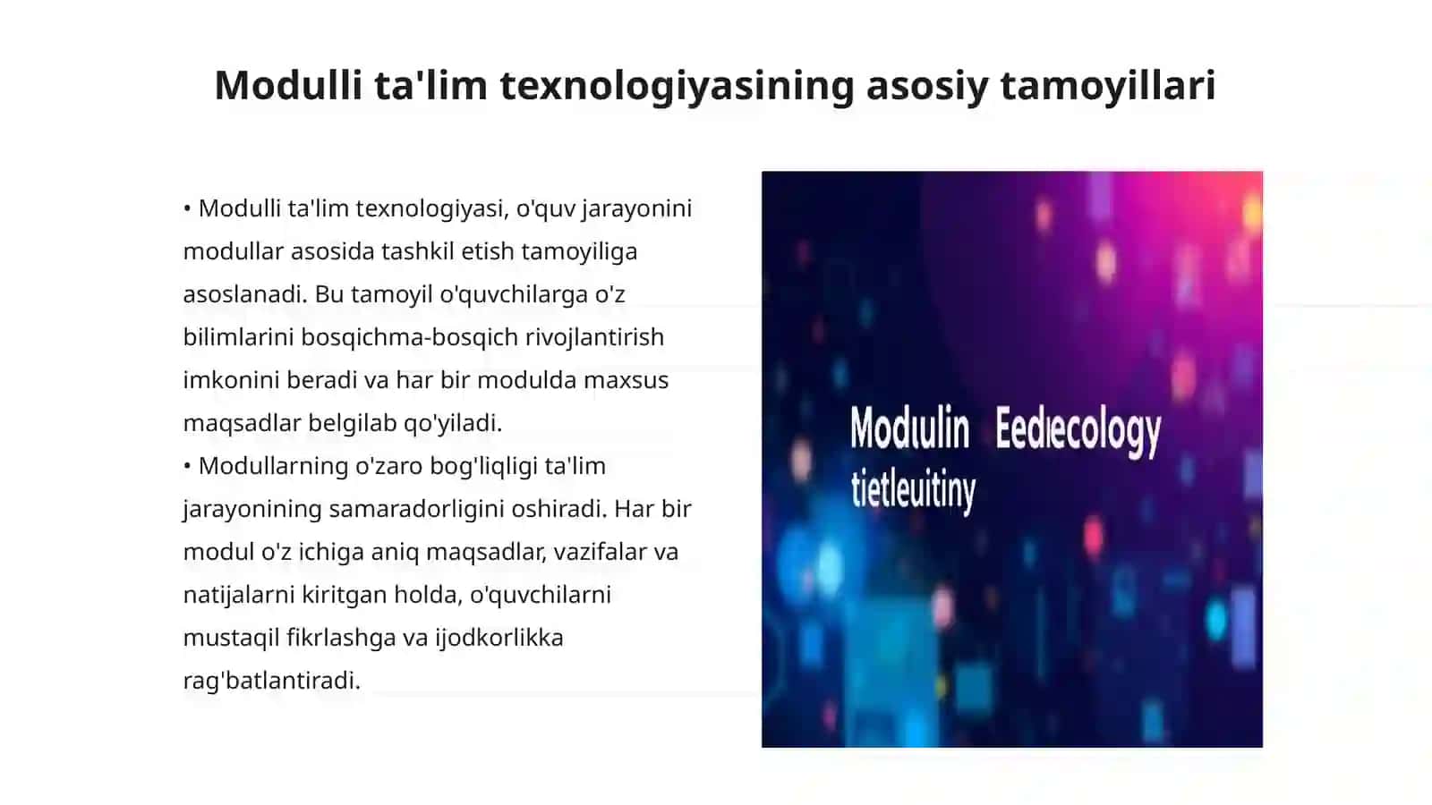 Modulli ta'lim texnologiyalasi xususiyatlari va undan boshlang‘ich adabiyda foydalanishning ahamiyati 3