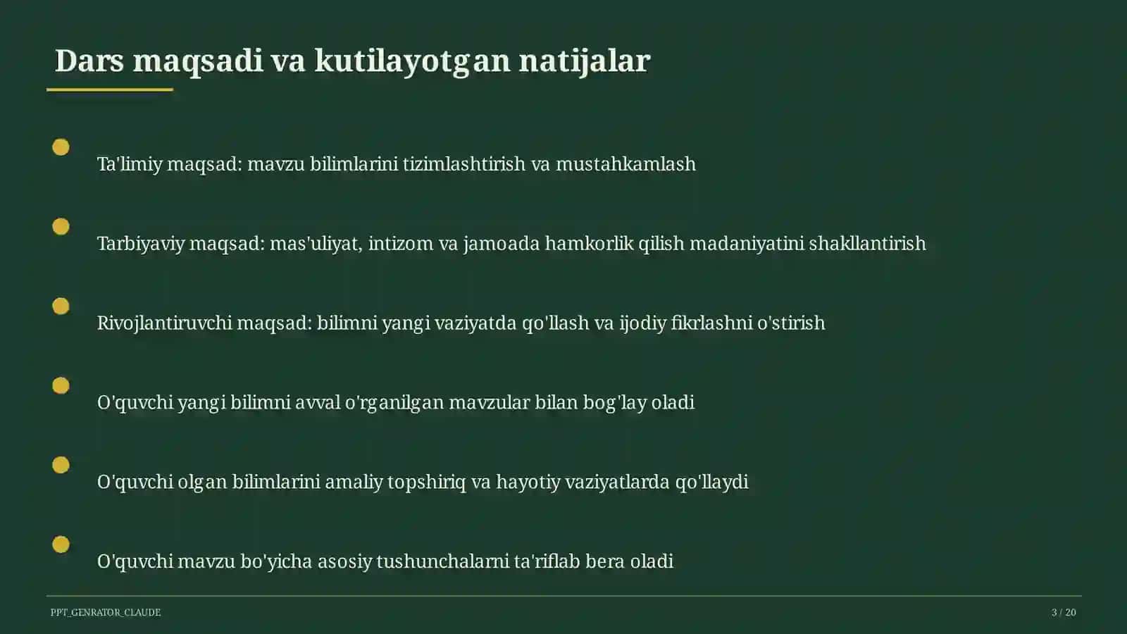 Blum taksonomiyasi va o'quv maqsadlari 3