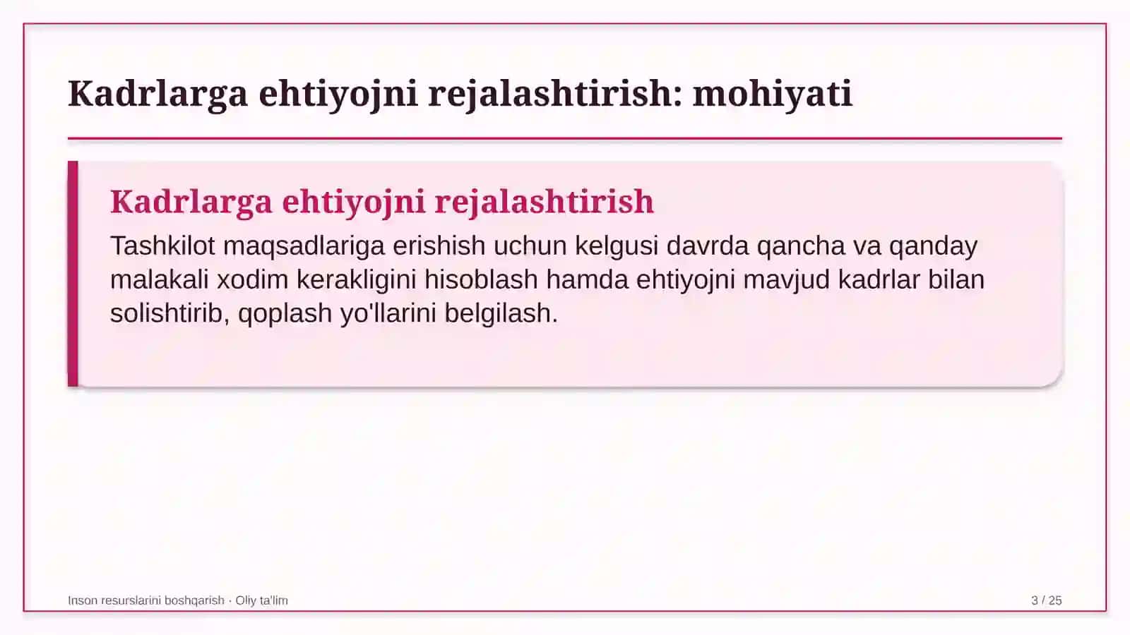 qandolatchilik sexlarida kadrlarga bo'lgan ehtiyojni rejalashtirish 7723 3