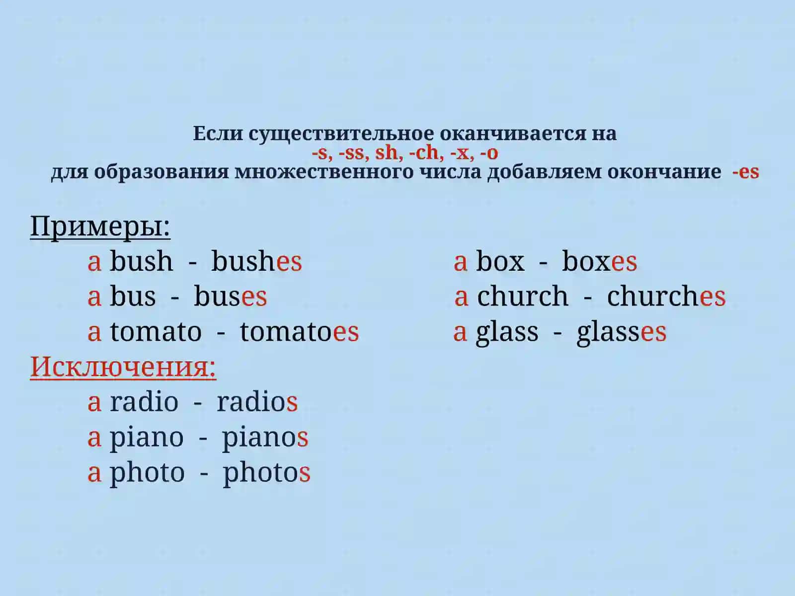 Множественное число существительных 3