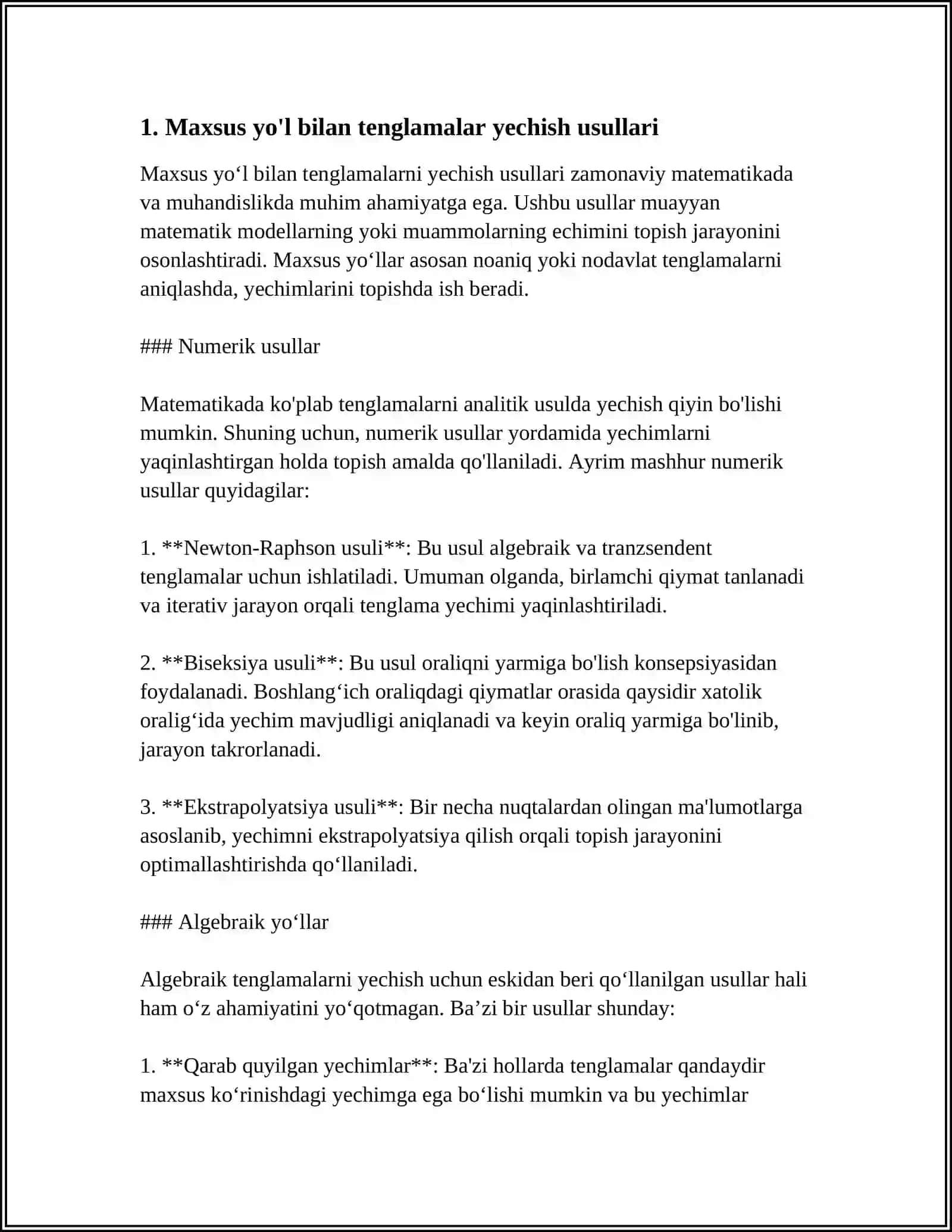 MAXSUS YO'L BILAN YECHILADIGAN MASALALAR 3