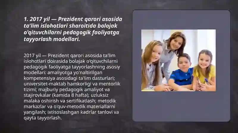 Pedagogik faoliyatga tayyorlash modellari va taktikasi mavzusi 3