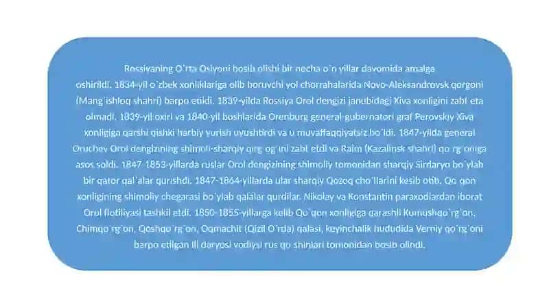 Mavzu: O`rta Osiyoning Rossiya imperiyasi tomonidan bosib olinishi 3