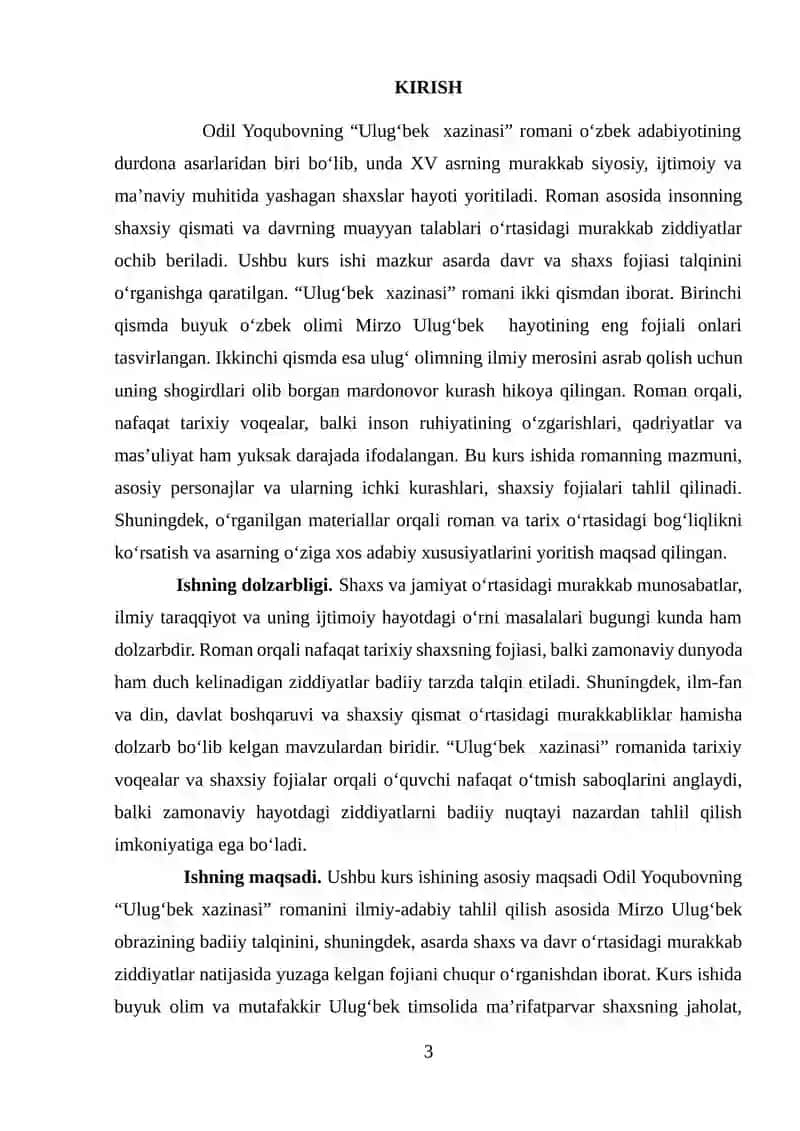 "Ulug'bek xazinasi" romanida davr va shaxs fojiasi talqini 3