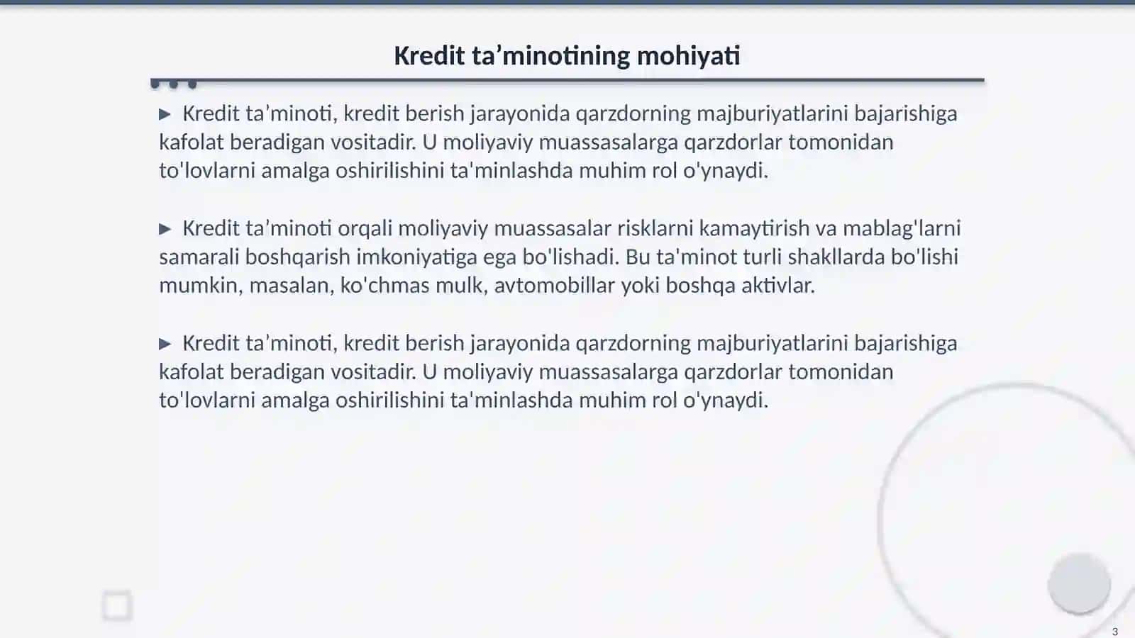 Kredit ta’minoti va uning shakllaridan foydalanish 3