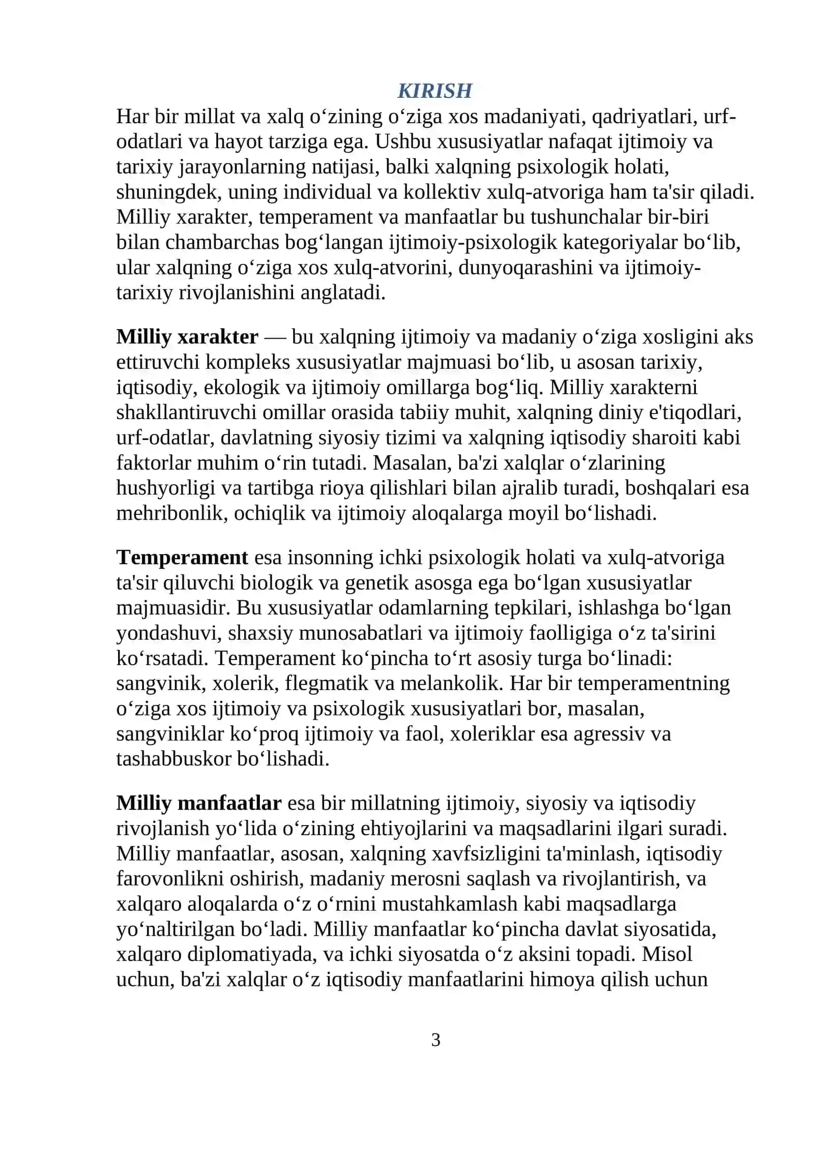 MILLIY XARAKTER, TEMPARAMENT, MANFAATLAR 3