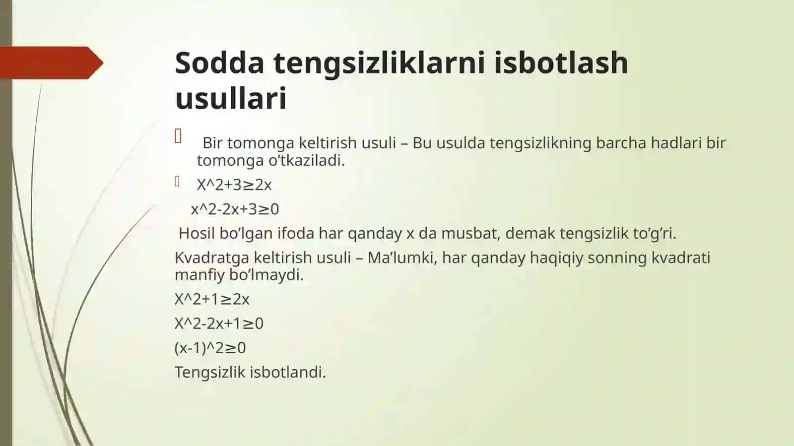 Sodda tengsizliklarni isbotlash 3