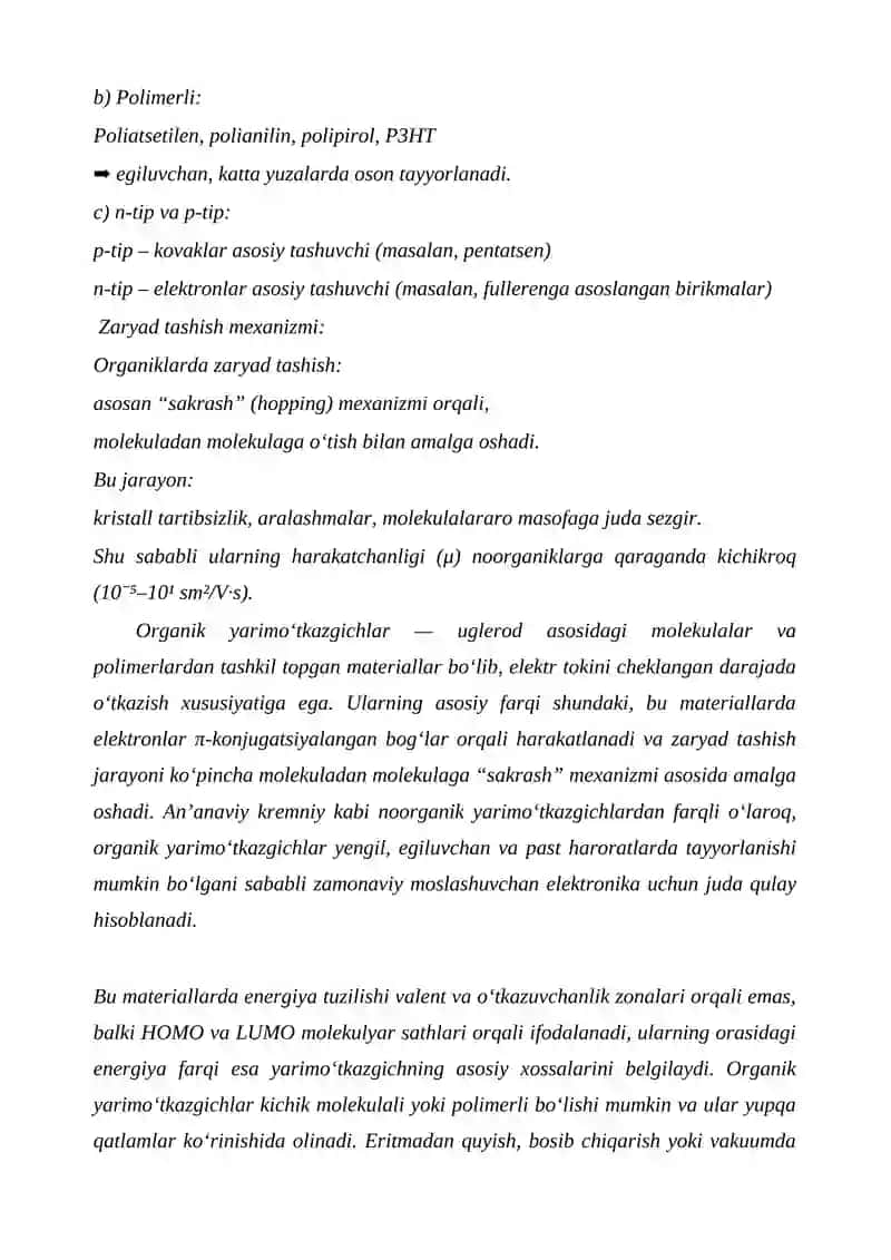 Organik yarim oʻtkazgichlar 3