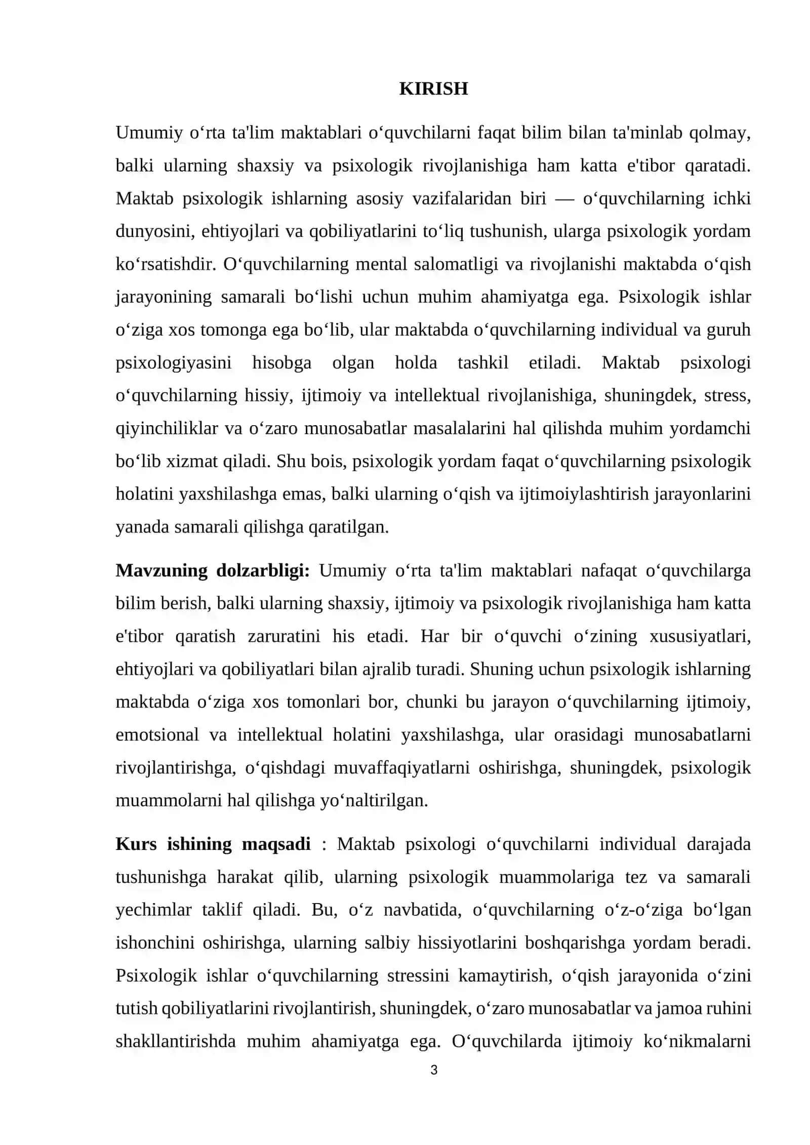 KURS ISHI "Himoyaga tavsiya etilsin" 3