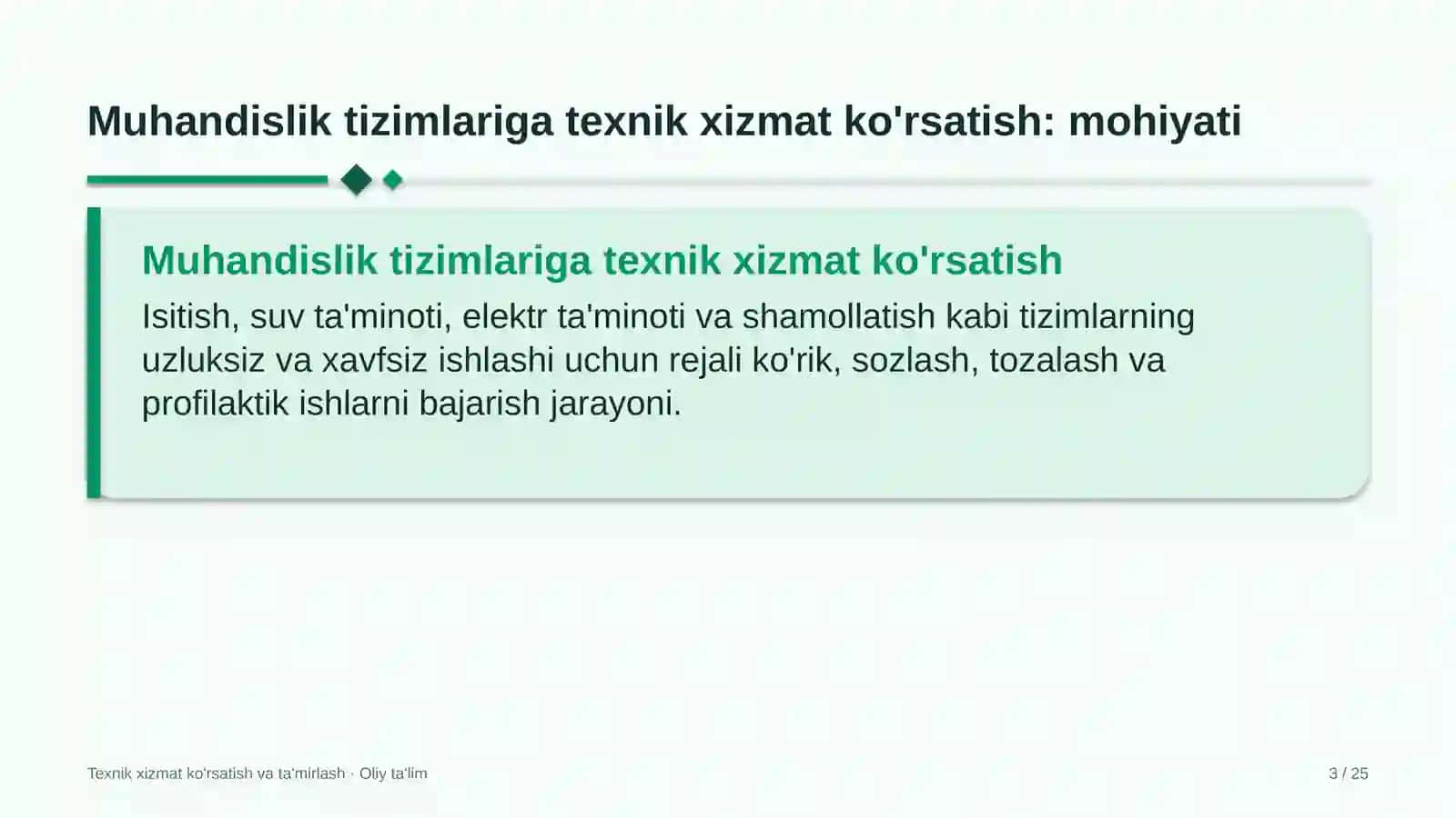 Kimyo sanoatida muhandislik tizimlariga texnik xizmat ko'rsatish 3
