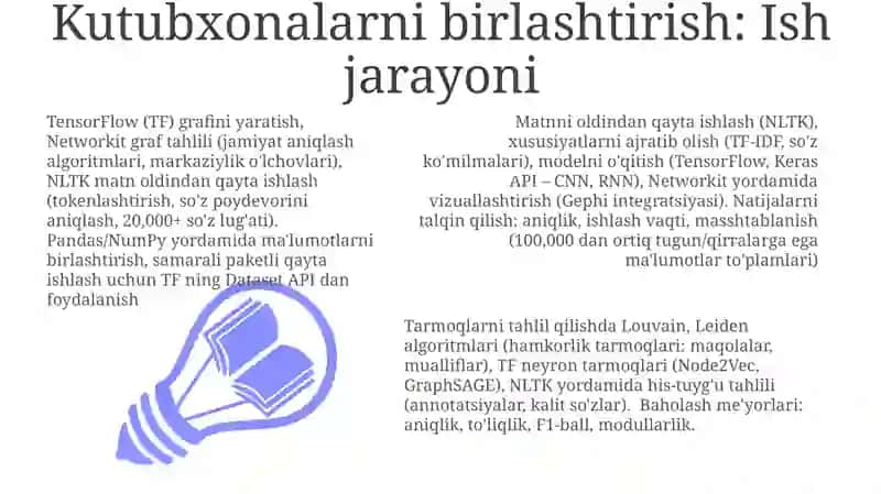 TensorFlow, NetworKit, NLTK kutubxonalardan foydalanish 3