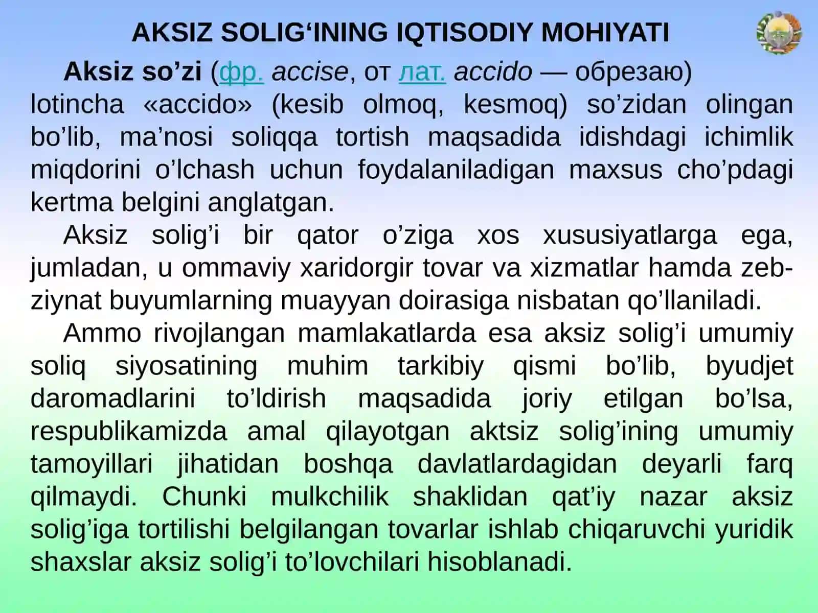 Aksizsolig’Ito’lovchilaritarkibivasoliqsolishob’ekti 3
