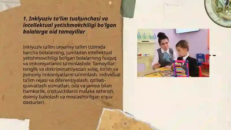 Turli darajadagi intellektual yetishmovchiligi boʻlgan bolalar uchun inklyuziv taʼlim strategiyalari va ularning amalga oshirish shart sharoitlari 3