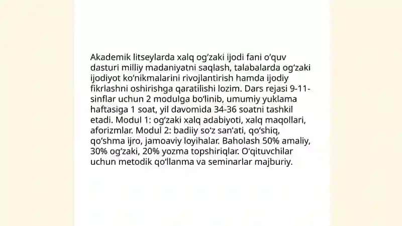 Akademik litseylar xalq ogʻzaki ijodi fani 3