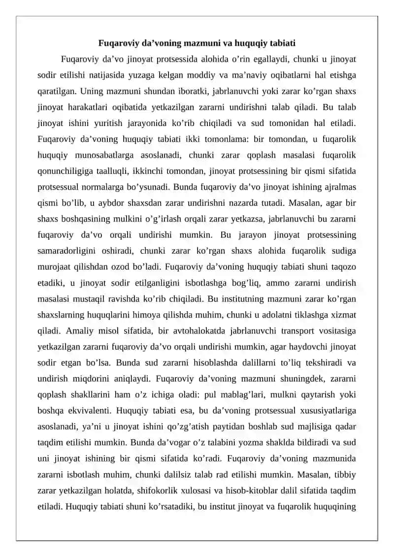 Jinoyat protsessida fuqaroviy da’voni qo‘zg‘atish va ko‘rib chiqish tartibi 3