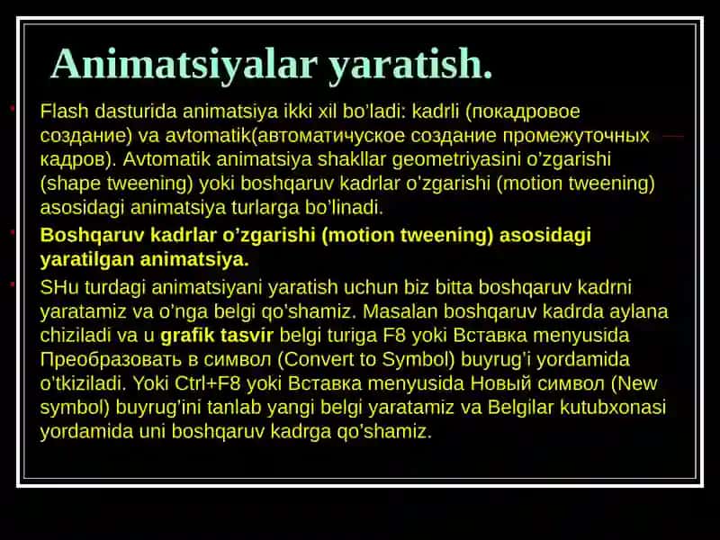 Macromediya Flash dasturining imkoniyatlari 3