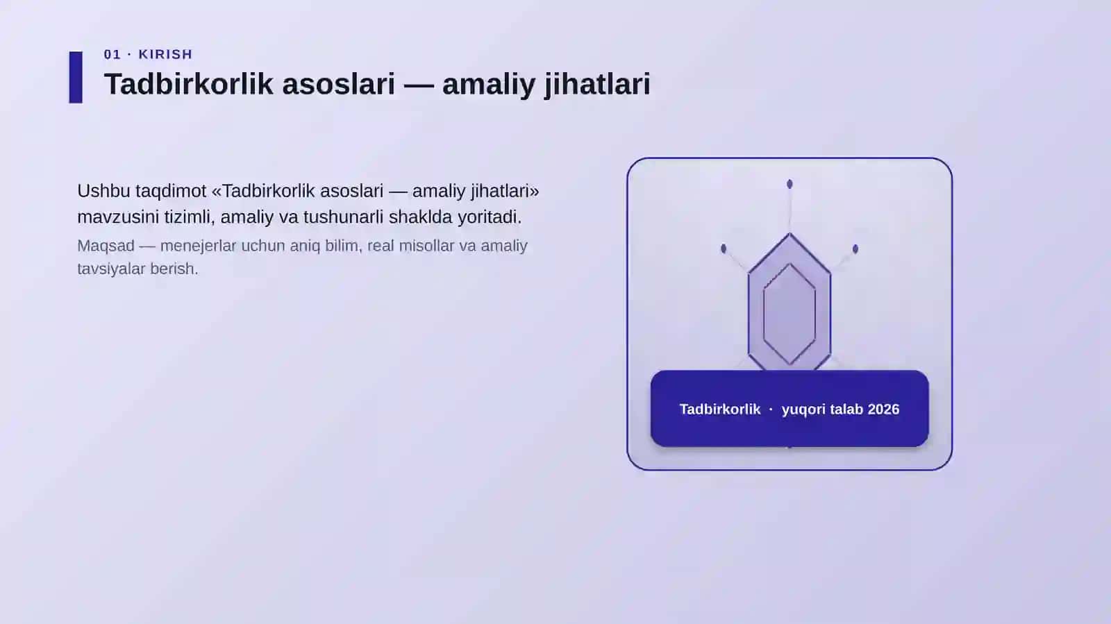 Tadbirkorlik asoslari — amaliy jihatlari 3