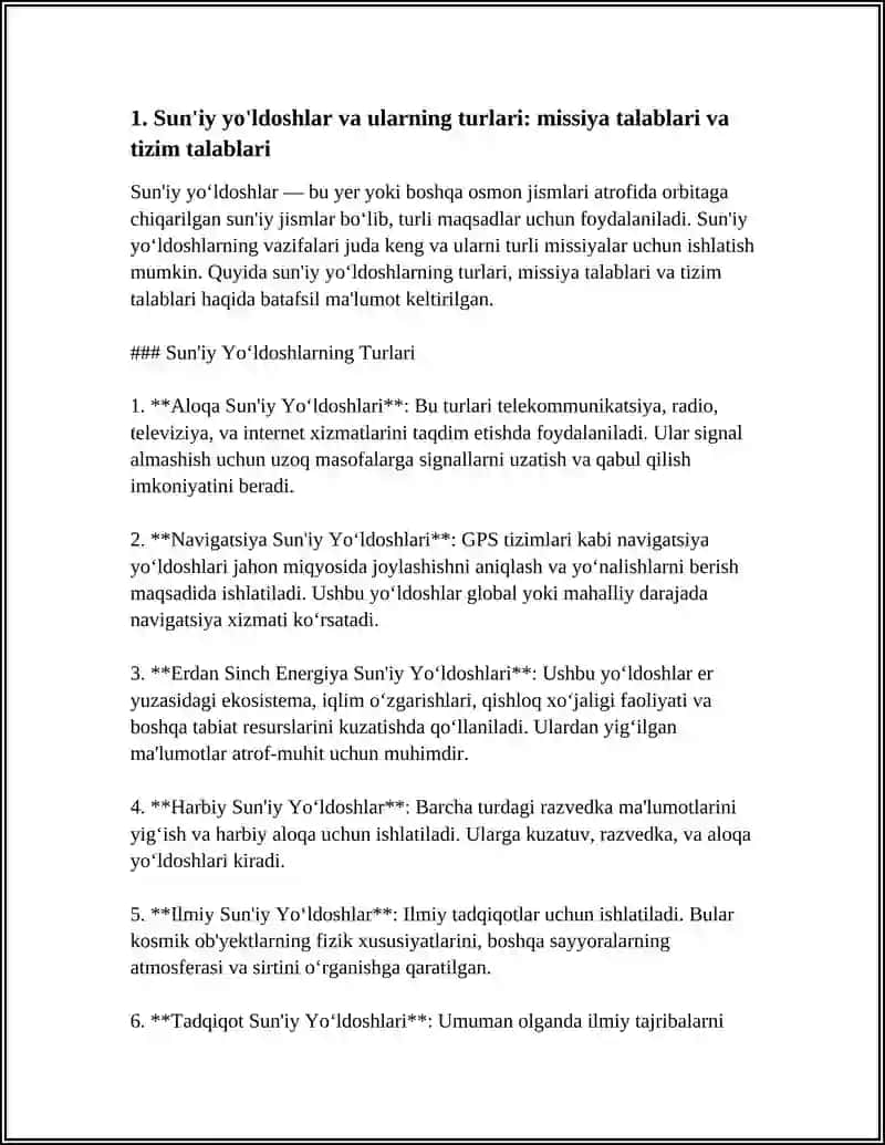 SUN’IY YO'LDOSHLAR KONSTRUKTSIYASI, ULARNI VA TIZIMLARNI LOYIHALASH” 3