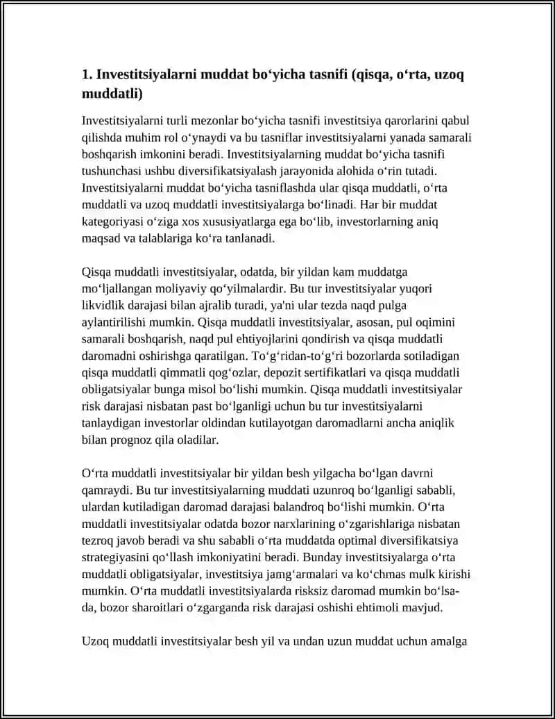 INVESTITSIYALARNING TURLI MEZONLARI 3