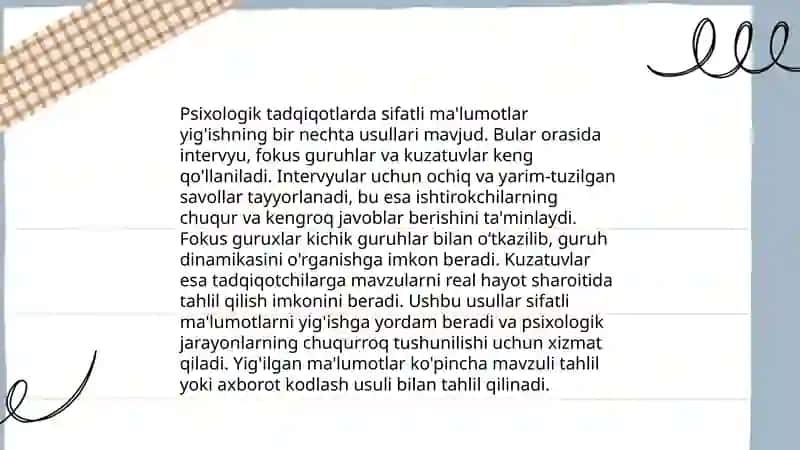 Psixologik tadqiqotlarda sifat va miqdor birligi psixologiyada o’lchov 3